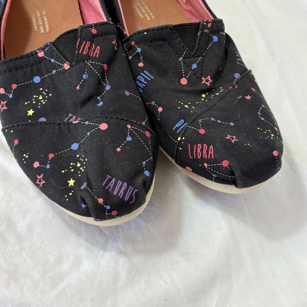Tom's Constellation‎ Astrology Slip On Loafers Black Colorful GLOW IN DARK 7N/M